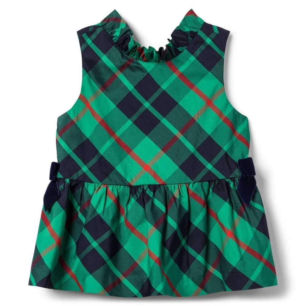 NWT Janie and Jack emerald plaid peplum top 4T
